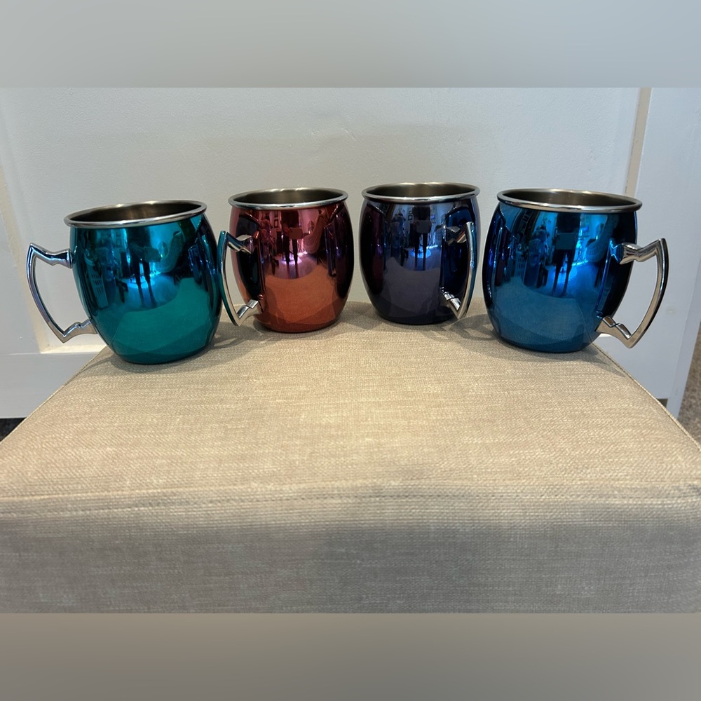 Stainless Steel Mug Set - Teal, Red, Blue
